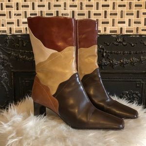 Transit 70s Style Patchwork Colorblock Boots